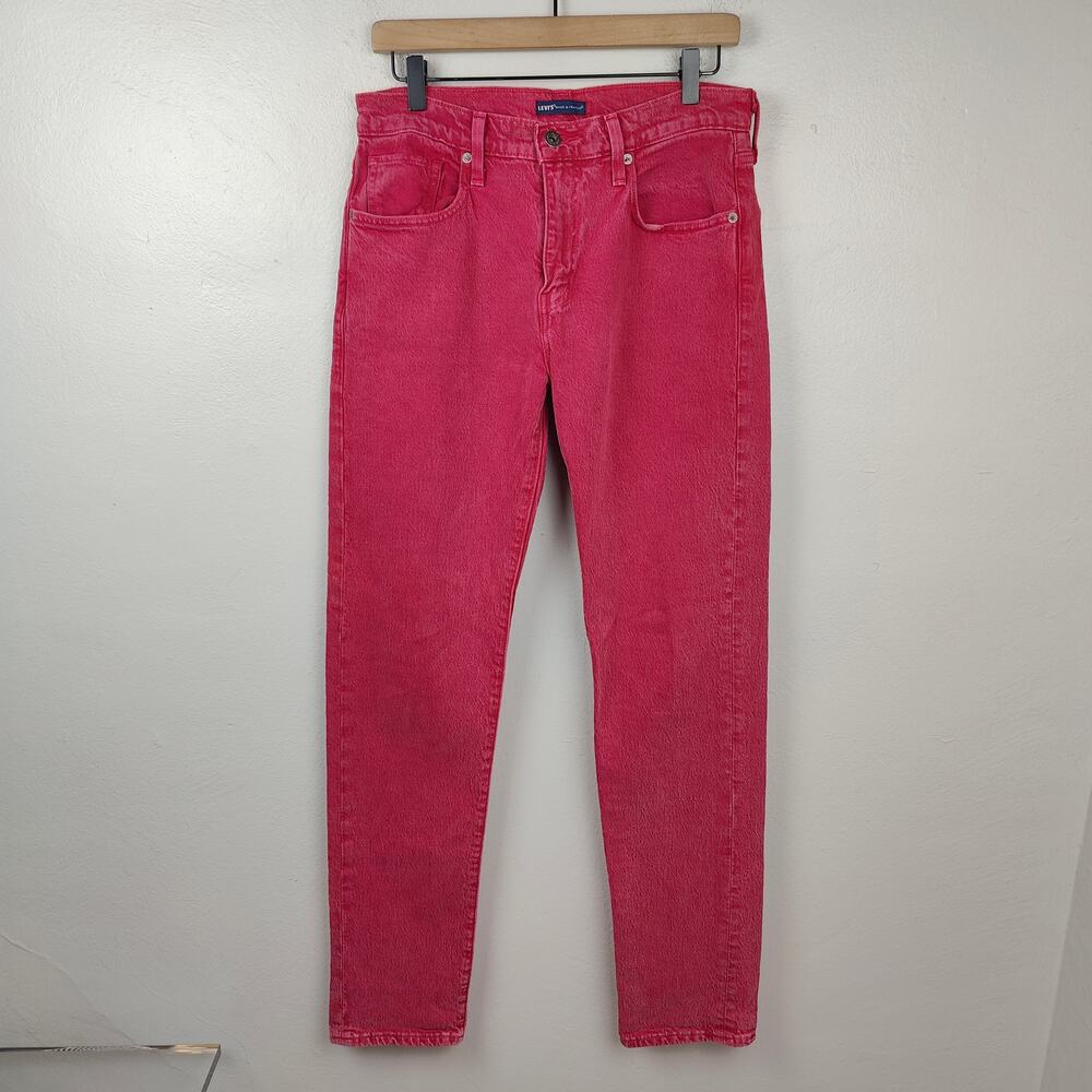 Levi's Made and Crafted 502 Jeans Mens‎ 30x34 Red Pink Pink Wash Preppy Denim